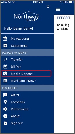 Mobile Deposit screen shot