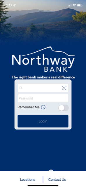 Screen shot of Mobile Banking login screen